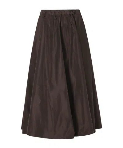 Aspesi Elasticated-waistband Flared Midi Skirt In Brown