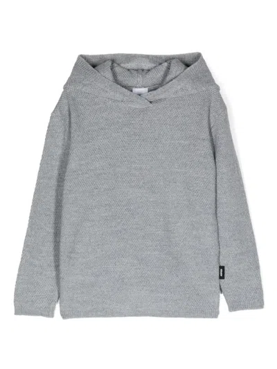 Aspesi Kids' Logo-tag Hoodie In Gray