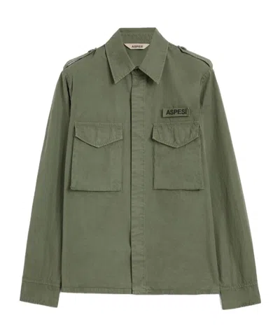 Aspesi Logo Chest Pocket Shirt In Green