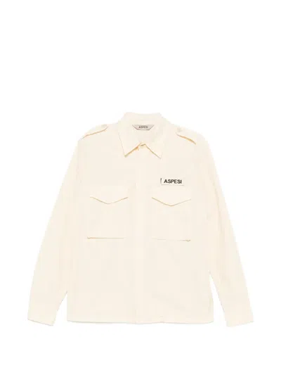 Aspesi Logo-patch Epaulette Shirt In Pink