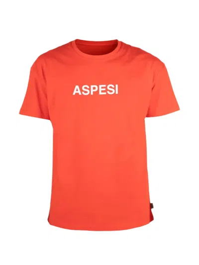 Aspesi Logo-print Cotton T-shirt In Orange