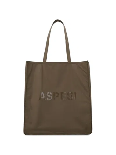Aspesi Logo-print Tote Bag In Brown