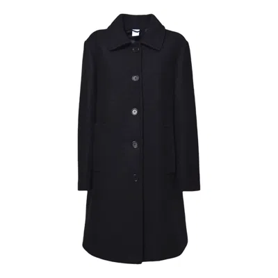 ASPESI LONG COAT IN BLACK FELTED WOOL