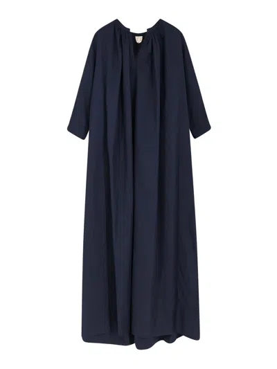 Aspesi Long Cotton Dress In Blue