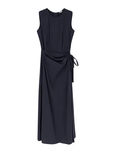 Aspesi Long Dress In Cotton Blend In Blue