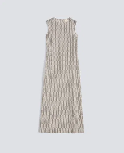 Aspesi Long Dress In Printed Silk Crepe De Chine - Aa Capsule Collection In Brown