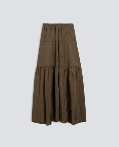 Aspesi Long Skirt In Viscose Twill In Green