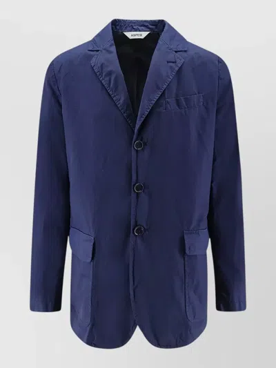 Aspesi Long Sleeve Blazer Front Pockets Lapel In Blue