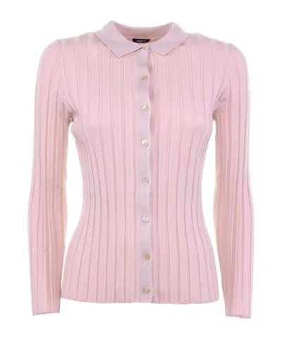 Aspesi Long Sleeve Button Cardigan In Pink