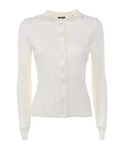 Aspesi Long Sleeve Button Cardigan In White