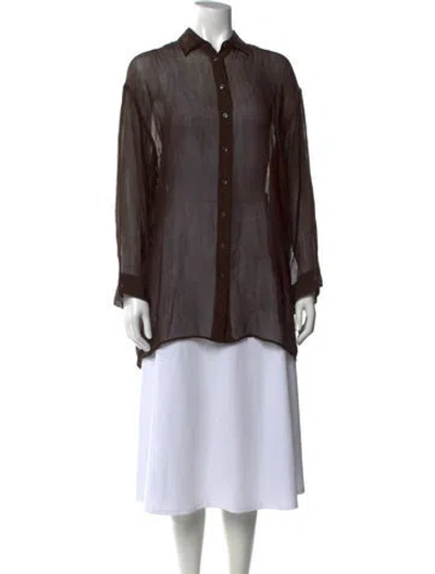 Pre-owned Aspesi Long Sleeve Button-up Top W/ Tags In Brown