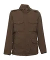 Aspesi Structured High Collar Brown Jacket With Multiple Pockets In Brown
