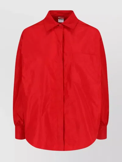 Aspesi Long Sleeve Collared Top Chest Pocket In Red