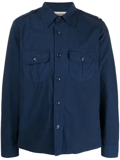 Aspesi Long-sleeve Cotton Shirt In Blue