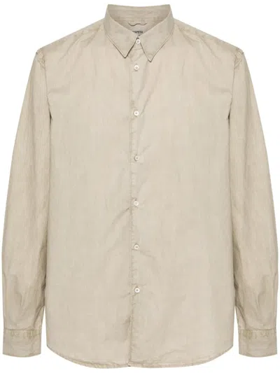 Aspesi Button-down Collar Shirt Curved Hem In Brown