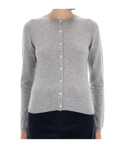 Aspesi Long Sleeve Crewneck Cardigan In Gray
