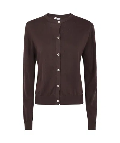 Aspesi Long Sleeve Knitted Cardigan In Black