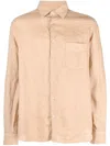 Aspesi Long-sleeve Linen Shirt In Brown