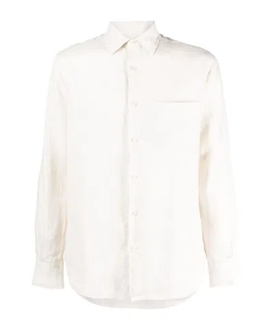 Aspesi Long-sleeve Linen Shirt In White