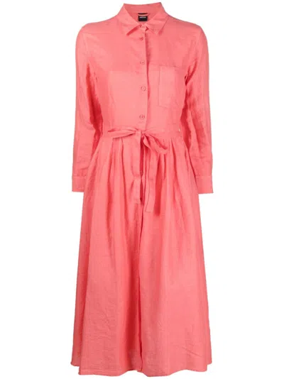 Aspesi Long-sleeve Midi Shirt Dress In Pink