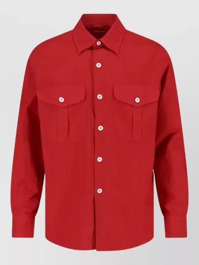 Aspesi Tailored Long-sleeve Shirt With Structured Collar In Red