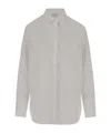 Aspesi Structured Cotton Poplin Shirt With Curved Hem In Gray