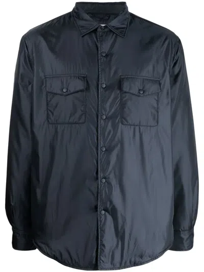 Aspesi Shirt Style Wind-breaker Jacket In Blue