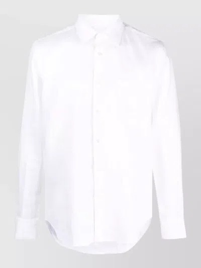 Aspesi Long Sleeve Silk Nylon Shirt Button Collar In White