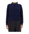 Aspesi Ribbed Wool Jersey With Modern Cropped Silhouette In Blue