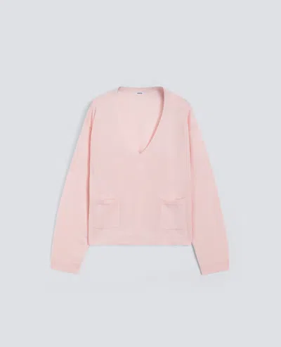 Aspesi Long-sleeved -v- Neck Sweater In Silk, Cotton And Cashmere Yarn In White