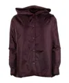 Aspesi Long-sleeved Button-up Hooded Jacket In Burgundy