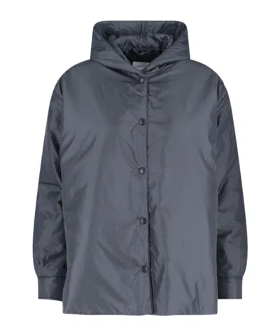 Aspesi Long-sleeved Button-up Hooded Jacket In Gray