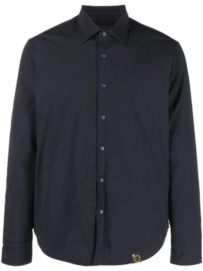 Aspesi Long-sleeved Button-up Shirt In Blue