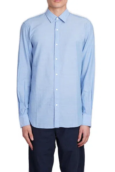 Aspesi Long Sleeved Buttoned Shirt In Blue