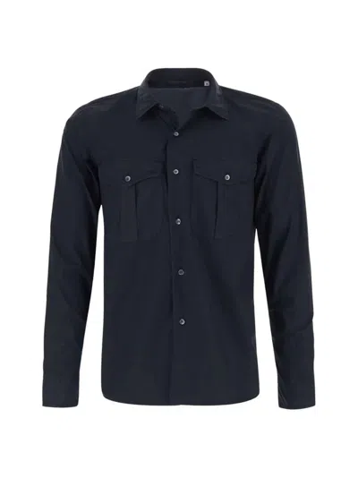 Aspesi Long Sleeved Buttoned Shirt In Navy
