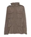 Aspesi Military-inspired Utility Jacket With Adjustable Hood In Brown