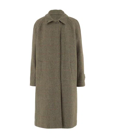 Aspesi Herringbone-pattern Coat In Brown