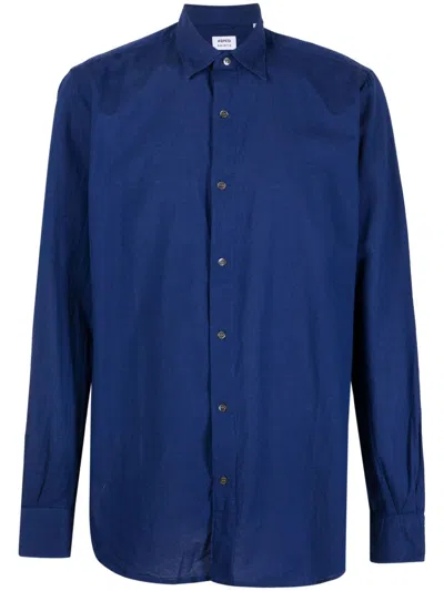 Aspesi Long-sleeved Cotton Shirt In Blue