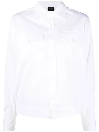 Aspesi Long-sleeved Cotton Shirt In Weiss