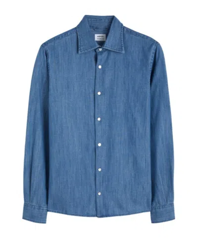 Aspesi Long-sleeved Denim Shirt In Blue