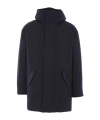 Aspesi Long-sleeved Hooded Coat In Blue