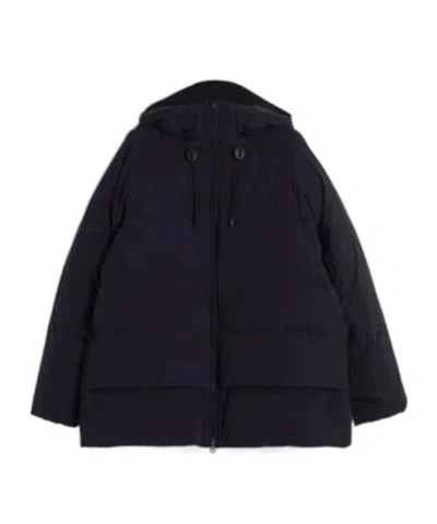 Aspesi Long-sleeved Hooded Cotton Jacket In Blue