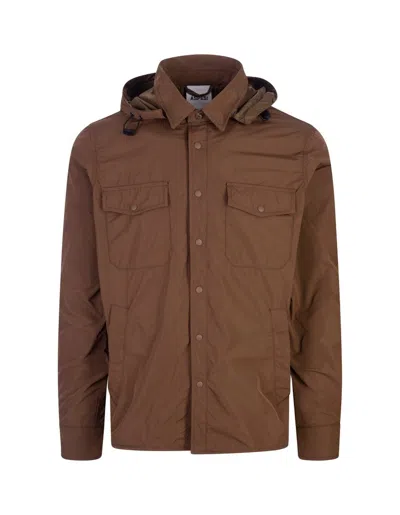 Aspesi Long Sleeved Hooded Jacket In Brown