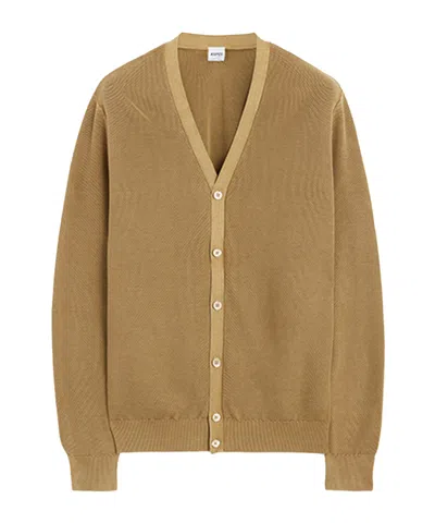 Aspesi Long-sleeved Knitted Cardigan In Brown