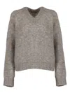 Aspesi Long-sleeved Mohair Blend Knit Top In Gray