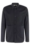 Aspesi Long-sleeved Navy Shirt With Central Button Closure In Blue