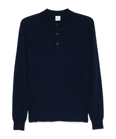 Aspesi Long-sleeved Polo Shirt In Blue