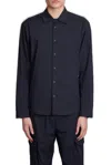 Aspesi Minimalist Black Cotton Shirt With Classic Collar In Navy