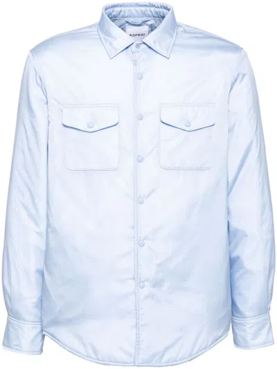 Aspesi Long-sleeved Shirt Jacket In Blue