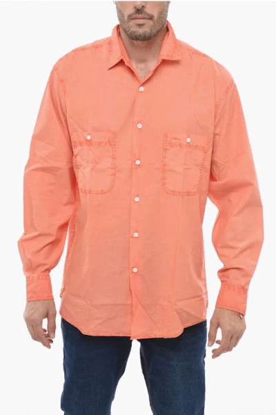 Aspesi Long Sleeved Shirt With Brest Pockets In Orange